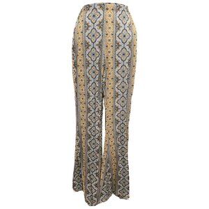 Multicolor, patterned legging pants with boot cut/bell bottoms